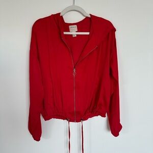 Forever 21 Contemporary Hooded Zip Up Red | Size Medium